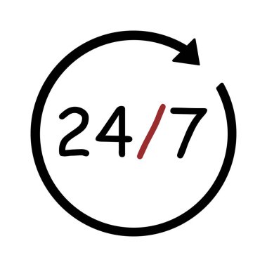 Açık 24/7 Simge Vektör Logo Düz
