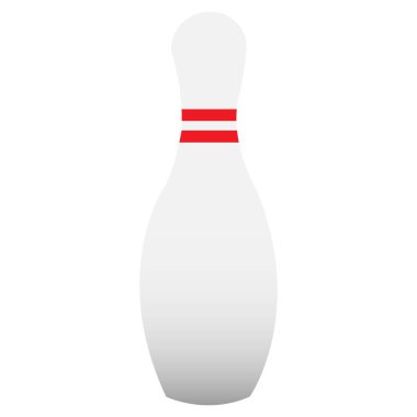 bowling skittle vektör düz simge işareti beyaz ve kırmızı