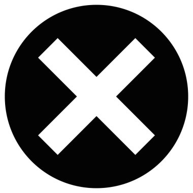 ban çapraz simgesi. Siyah beyaz. Düz Vektör işareti