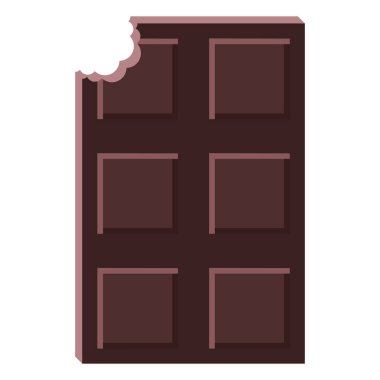 çikolata ısırılmış kahverengi beyaz arka plan üzerinde vektör illüstrasyon izole