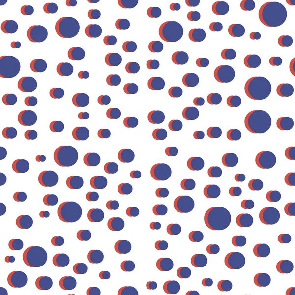 Naadloze Polka Dots Rood Blauw Patroon Witte Achtergrond — Stockvector