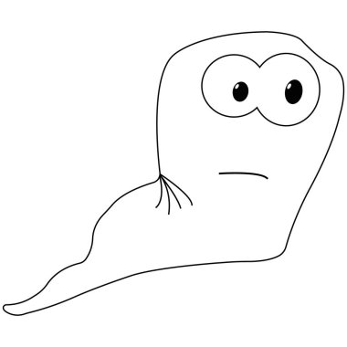 büyük gözlü çizgi film solucanı sürünen vektör izole illüstrasyon