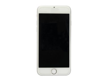Beyaz akıllı telefon beyaz arkaplanda izole edildi