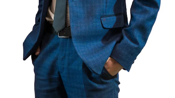 Бізнесмен в смокінгу в елегантному синьому костюмі. крупним планом — стокове фото