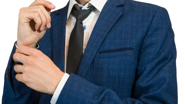 Hombre de negocios en esmoquin en elegante traje azul. de cerca —  Fotos de Stock