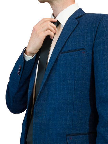 businessman in tuxedo in elegant blue suit. close up