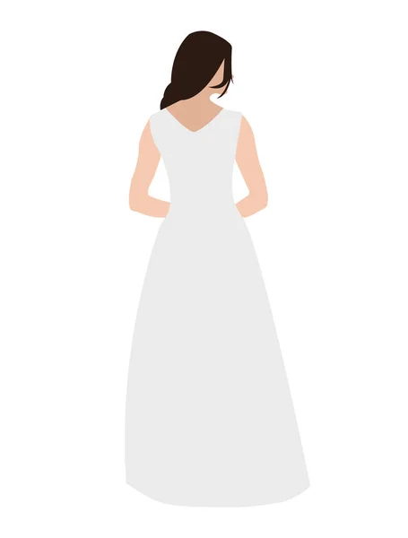 Вид Сзади Красивое Платье Невесты Eps Иллюстрация — стоковый вектор