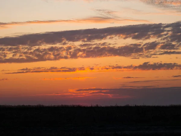 Природный закат над полем. Красочное небо — стоковое фото