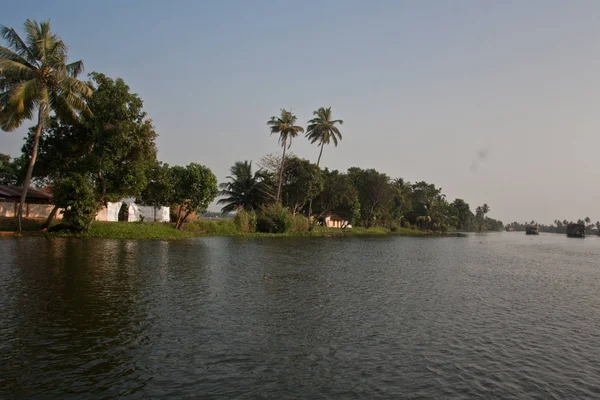 Obytné Čluny Alleppey Backwater Kerala — Stock fotografie