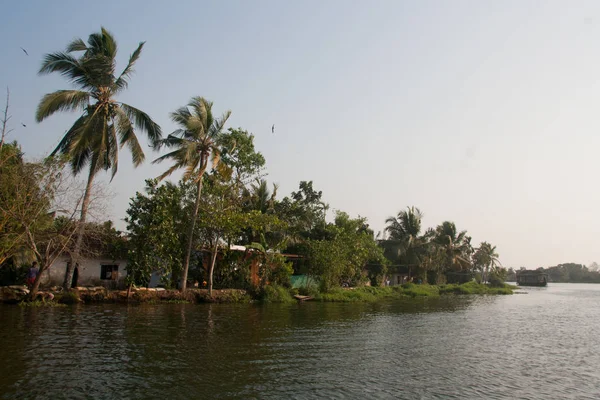 Obytné Čluny Alleppey Backwater Kerala — Stock fotografie