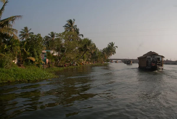 Woonboten Alleppey Backwater Kerala — Stockfoto