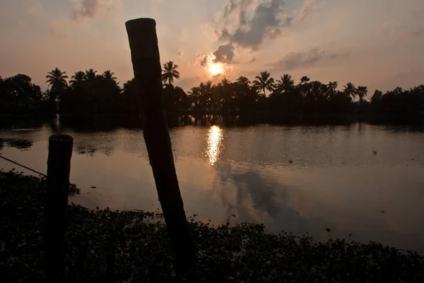 Obytné Čluny Alleppey Backwater Kerala — Stock fotografie