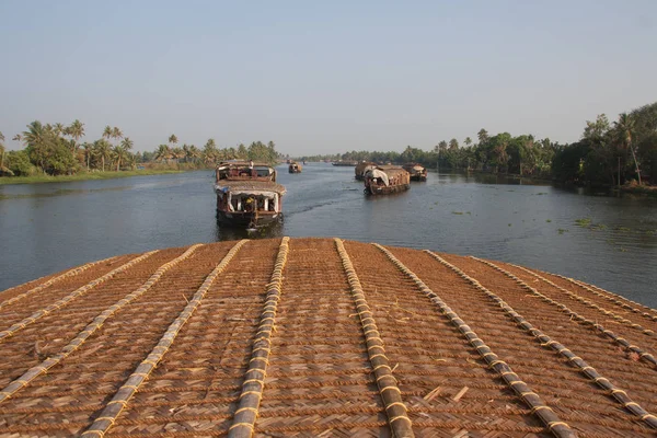 Obytné Čluny Alleppey Backwater Kerala — Stock fotografie