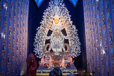 Durga Puja also known as Durgotsava or Sharodotsav, is an annual Hindu festival originating in the Indian subcontinent which reveres and pays homage to the Hindu goddess Durga and is also celebrated because of Durga's victory over Mahishasura. 