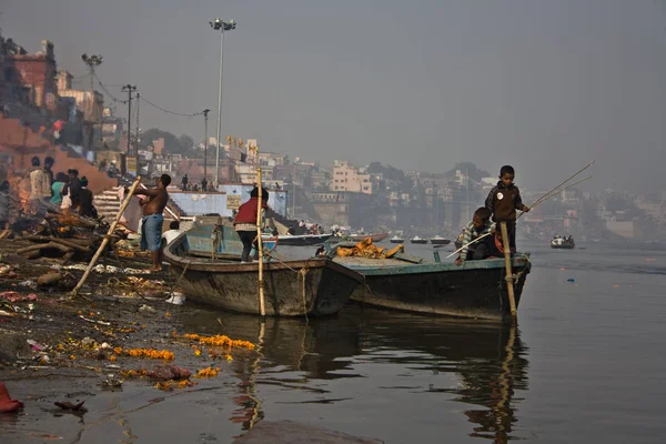 Ghats Varanasi Ganges — Zdjęcie stockowe