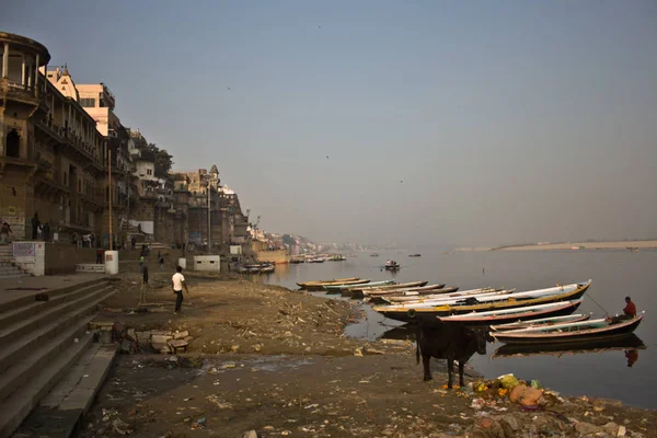 Ghats Varanasi Ganges — Zdjęcie stockowe