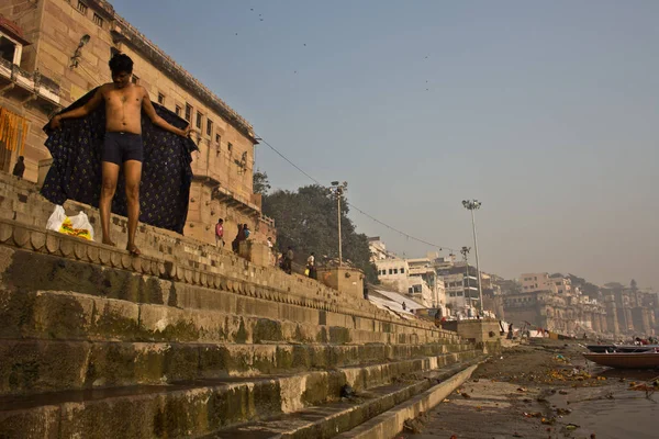 Ghats Varanasi Ganges — Zdjęcie stockowe
