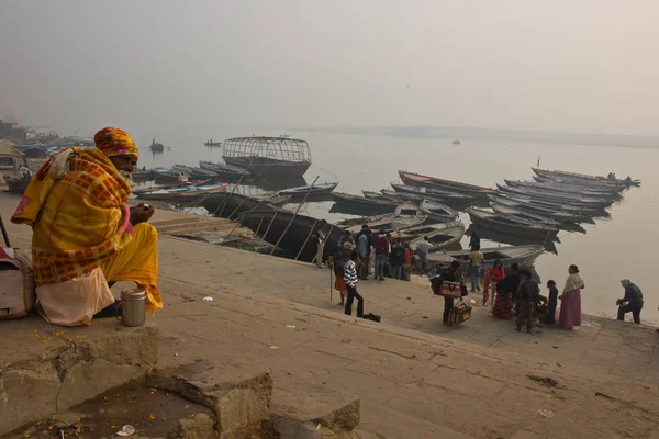 Ghats Varanasi Ganges — Zdjęcie stockowe