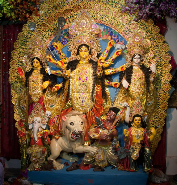 Durga Puja Also Known Durgotsava Sharodotsav Annual Hindu Festival Originating lizenzfreie Stockfotos