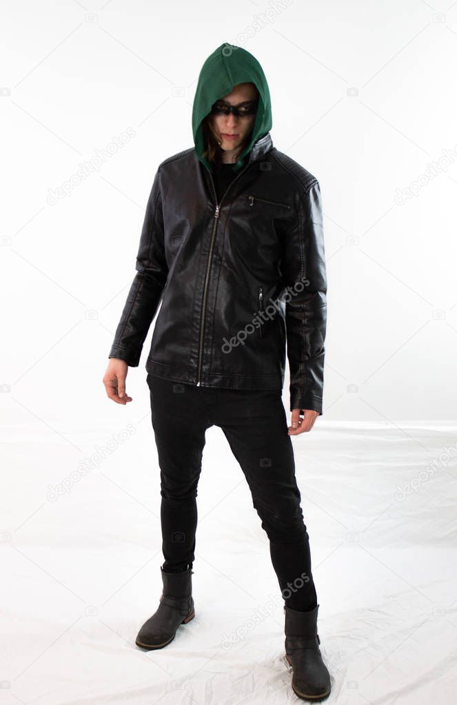 Night hunter in black leather