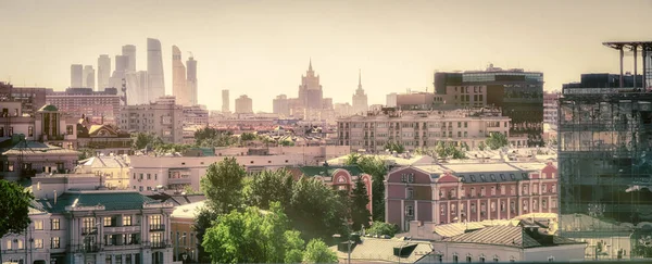 Moscovo Cidade Vista Panorâmica Telhado — Fotografia de Stock