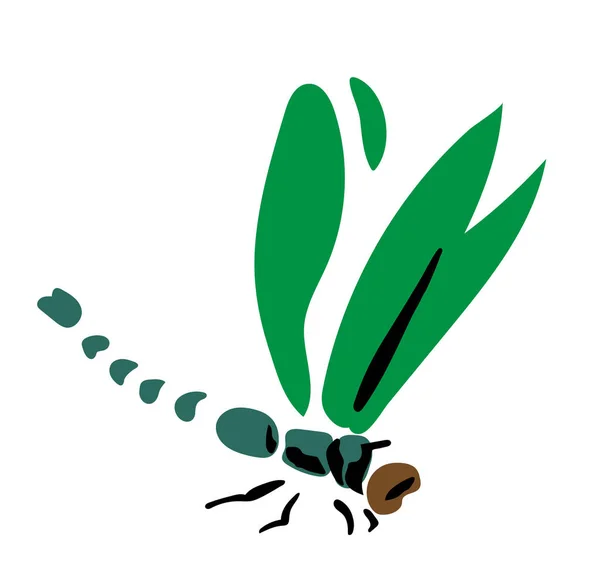 Libélula Insecto Perfil Vista Simple Esp Plana Vector Ilustración — Vector de stock