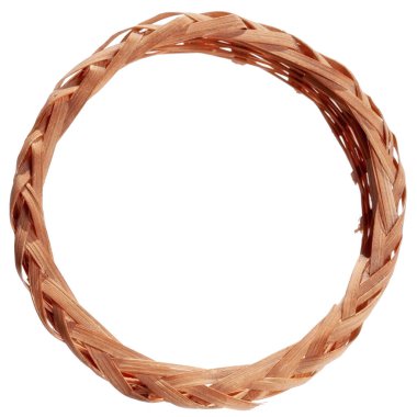 Beyaz arka plan üzerinde izole dokuma bükümleri ahşap çerçeve