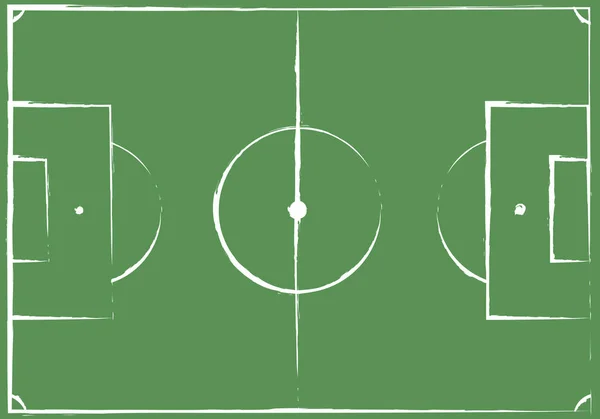 Plano Campo Fútbol Mano Desigual Dibujado Sobre Fondo Hierba Verde — Archivo Imágenes Vectoriales