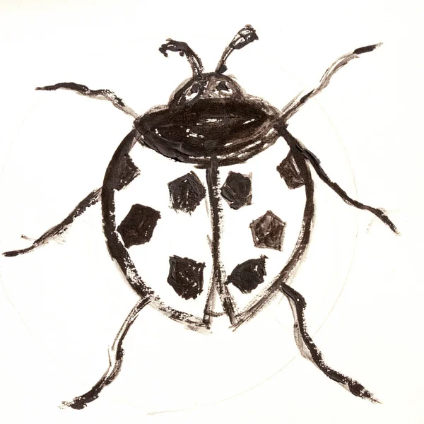 Aquarell Handgezeichnete Cartoons Sport Fußball Insekt Marienkäfer Mit Fußballballmuster Auf — Stockfoto