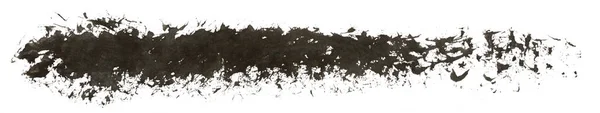 Lange Handgezeichnete Isolierte Pinselstreifen Mit Schmutziger Schwarzer Farbe — Stockfoto