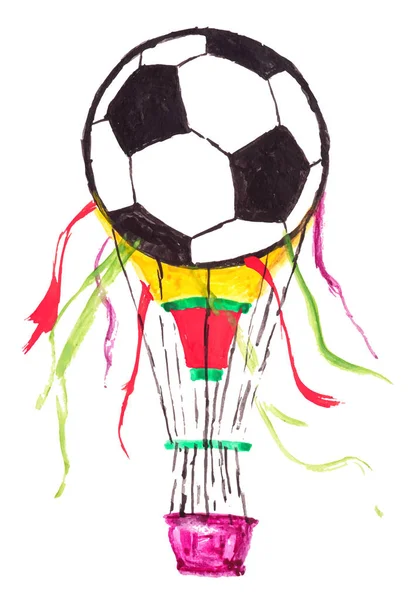 Hand Aquarel Tekening Van Een Voetbal Soccer Bal Patroon Een — Stockvector