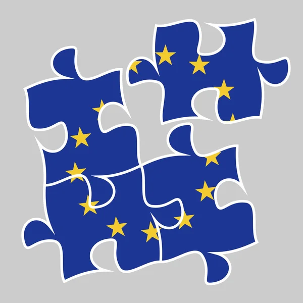 Vier Puzzleteile Mit Europaflagge Esp Vektorillustration — Stockvektor