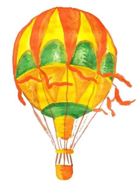 Ruční Akvarel Kresba Horkovzdušném Balónu Izolované Bílém Esp Vektorové Ilustrace — Stockový vektor