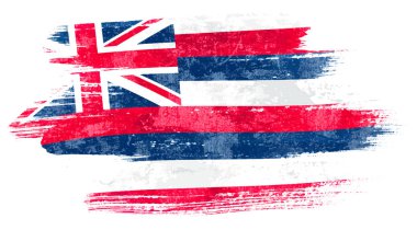 Sanat fırça suluboya resim rüzgarda şişmiş Hawaii bayrağı beyaz arka plan eps üzerinde 10 bector illüstrasyon izole..