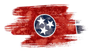 Sanat fırça suluboya resim rüzgarda şişmiş Tennessee bayrağı beyaz arka plan eps üzerinde 10 vektör illüstrasyon izole..