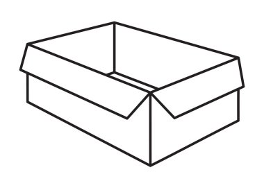 karton kutu siyah siluet beyaz arka plan üzerinde açılan