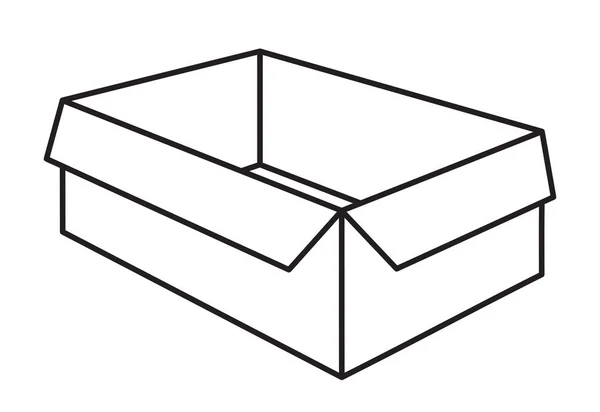 Karton Kutu Siyah Siluet Beyaz Arka Plan Üzerinde Açılan — Stok Vektör