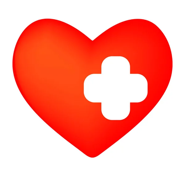 Vektorové Ikony Zdravotní Péče Straně Červené Srdce Bílý Kříž — Stockový vektor