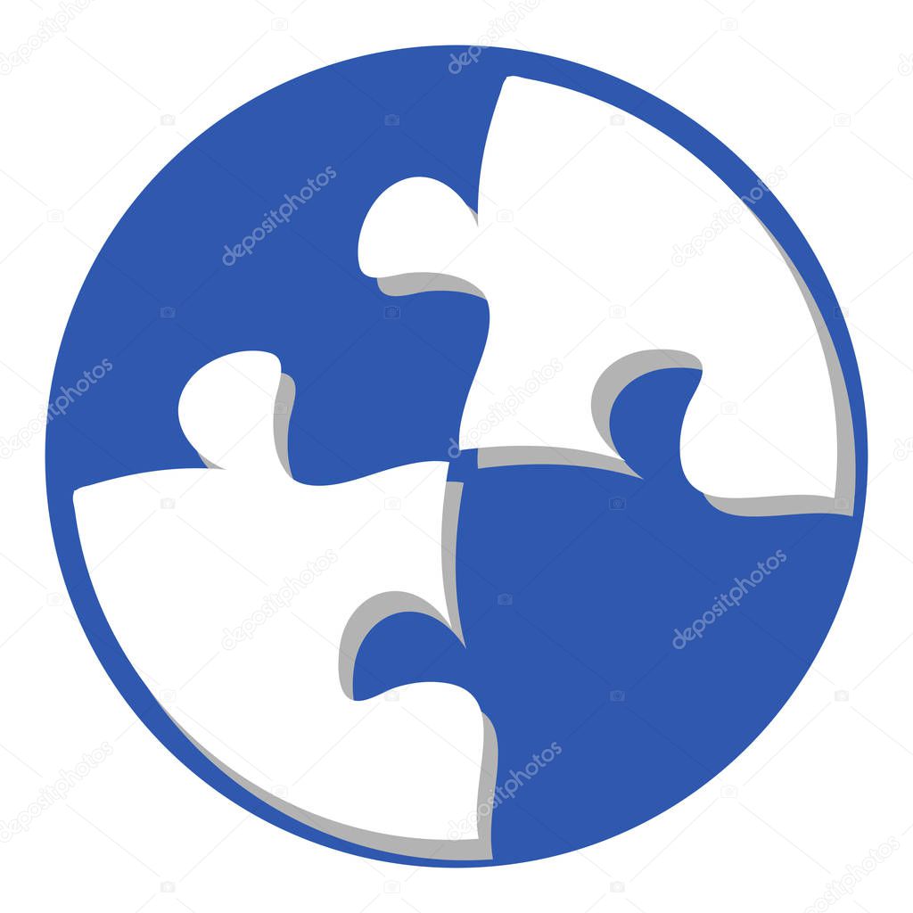puzzle pieces in a circle web icon button