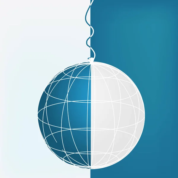 Rendant Boule Noël Sur Fond Moitié Bleu Moitié Blanc — Image vectorielle