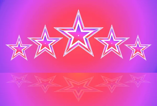 五颗恒星 其形状为拱形或弧形 在粉红色墙体背景上反射在地板上 服务评级与贸易质量概念 — 图库矢量图片