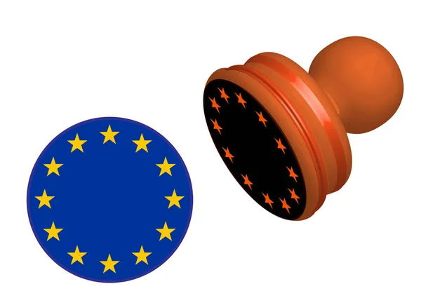 Timbro Bandiera Dell Unione Europea Isolato Sfondo Bianco Copia Spazio — Vettoriale Stock
