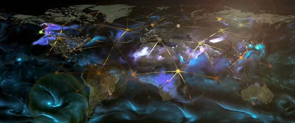 Παγκόσμια Τηλεπικοινωνιακό Δίκτυο Συνδεδεμένος Γύρω Από Τον Πλανήτη Internet Παγκόσμια — Φωτογραφία Αρχείου