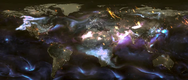 Τοπίο Του Πλανήτη Σύννεφα Και Φώτα Νύχτα Στοιχεία Από Furnisfurnished — Φωτογραφία Αρχείου