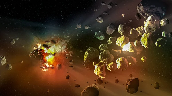 深宇宙 科学フィクションのファンタジー Nasa から提供されたこのイメージの要素で隕石 — ストック写真