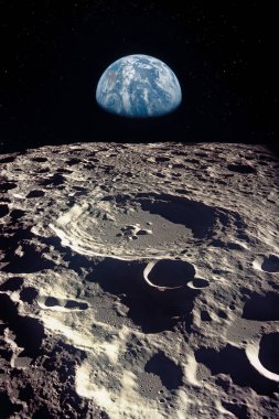 Dünya ay ufuk üzerinde yükselir. Nasa tarafından döşenmiş bu görüntü unsurları.