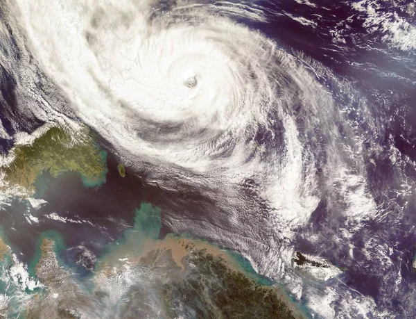 Typhoon Phanfone Som Påverkar Japan Satellitbild Delar Denna Bild Från — Stockfoto
