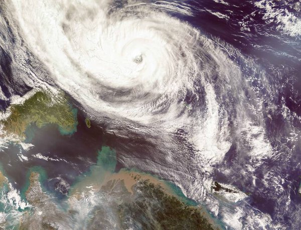 Typhoon Phanfone Affecting Japan. Satellite view. Elements of this image furnished by NASA.