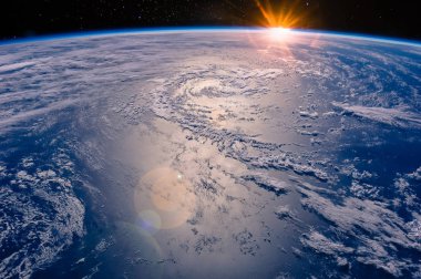 Uzayda Dünya'nın yüksek irtifa görünümü. Nasa tarafından döşenmiş bu görüntü unsurları.