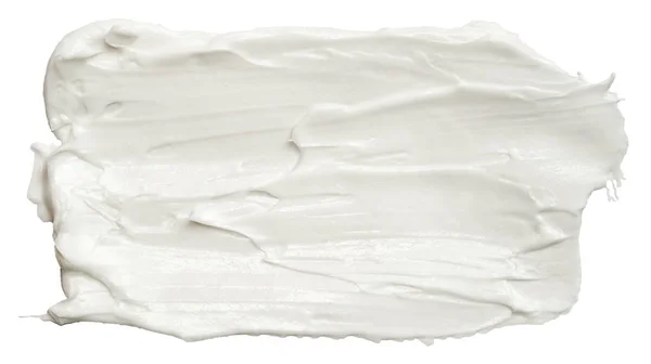 白い顔のクリームのテクスチャーの汚れ 化粧品 ボディ クリームのサンプル 白い背景に分離 — ストック写真